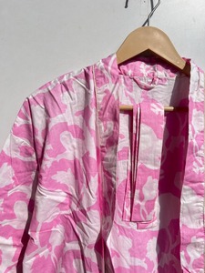 Kimono en coton indien à imprimé floral, robe de chambre d'été, vêtement de nuit, robe de plage, peignoir, vêtement de nuit pour femmes - Product Image 3