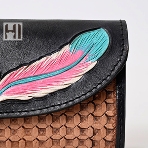 Luxury Women's Genuine Leather Bifold RFID <b>Wallet</b> Vintage Floral Tassel Design Top Selling Rawhide Knitting Basket Tooled Long - Product Image 2