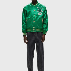 Veste de sports d'équipe personnalisée Vestes universitaires en satin de baseball pour hommes Vestes universitaires en satin imperméables personnalisées pour hommes - Product Image 2