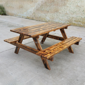 Commercial Decorative Outdoor Wood Picnic <strong>Tables</strong> Solid Wood Outdoor Garden <strong>Table</strong> <strong>with</strong> <strong>Bench</strong> for Cafes and Restaurants - Product Image 2
