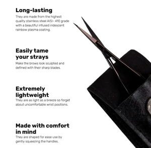 Pinzas para cejas profesionales de acero inoxidable de Color negro de precisión con juego de tijeras para mujeres y hombres respetuosas con el medio ambiente - Product Image 3