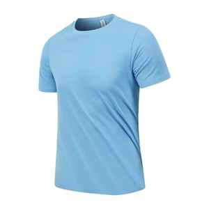 Venta al por mayor de camisetas de poliéster ajustadas para hombre camisetas deportivas impresas personalizadas para correr para sublimación 180 gramos de tela en blanco - Product Image 1
