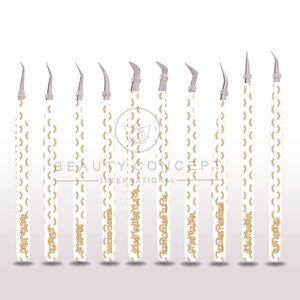Pinzas de pestañas estampadas en pétalos Pinzas de pestañas de acero de alta calidad Pinzas de extensión de pestañas en ángulo injertadas de Beauty Concept - Product Image 5