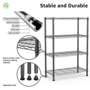 MZG Modern Minimalist Storage <b>Shelves</b> Rack Movable Black Powder Coated DIY <b>Wire</b> Shelving for Living Room - Product Image 2