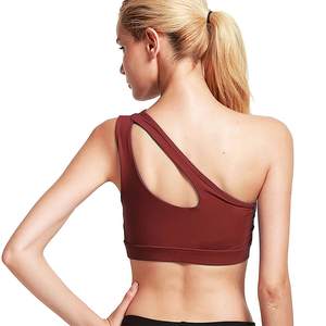 Ropa atlética de diseño personalizado para mujer, Sujetador deportivo transpirable de secado rápido, Sujetador deportivo reversible de talla grande con un hombro - Product Image 2