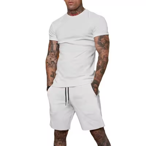 Haute qualité été hommes ensembles courts décontracté solide survêtement t-shirt et shorts pour hommes manches courtes ensembles de vêtements Service OEM - Product Image 5