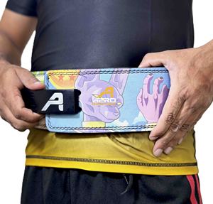 เข็มขัดหนังแท้สำหรับเล่นยิมเข็มขัดเหล็กอะนิเมะใหม่พิมพ์ลายหนังวัวปกป้องแบบยกน้ำหนัก - Product Image 1