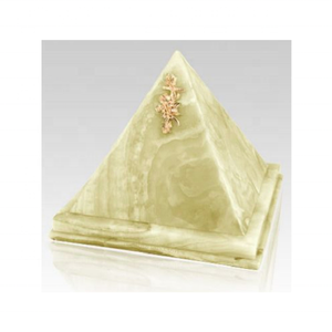Unique Pyramid Shape Natural Green Veined Onyx <b>Marble</b> Cremation Urn with Decorative Gold Accent Memorial Urn - Product Image 3
