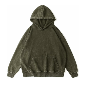 Vente en gros de sweat à capuche pour homme vintage surdimensionné 500Gsm respirant et lourd en polaire délavé à l'acide avec logo sur le devant longue longueur pour l'hiver - Product Image 3