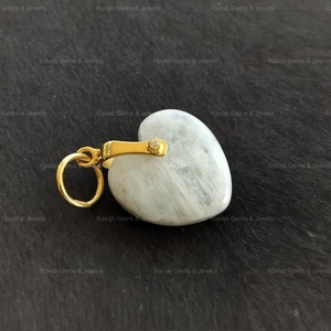 จี้พลอยมูนสโตนสีรุ้งเรียบธรรมชาติ12มม. ขายดีที่สุดสำหรับผู้หญิงเงินสเตอร์ลิงรูปหัวใจโรเดียม - Product Image 2