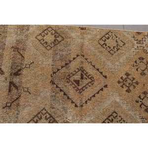 Alfombra Vintage de 2.5x10.8 pies, Alfombra Turca Marrón Sólida - Product Image 5