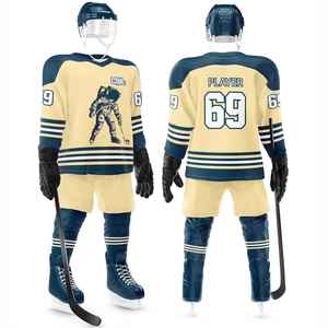 ชื่อทีมที่กำหนดเองและพิมพ์โลโก้ชุดฮ็อกกี้น้ำแข็งสำหรับมืออาชีพอุปกรณ์ผ้าทอลายทแยงโพลีเอสเตอร์สำหรับผู้ใหญ่ - Product Image 1