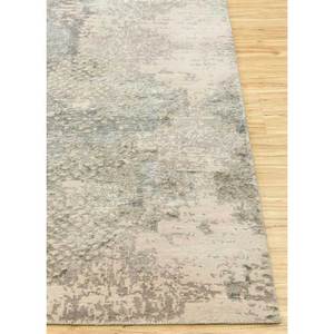 Alfombra Kavi Gris y Negra Anudada a Mano de Lana y Seda de Bambú con Patrón Abstracto para Sala de Estar o Pasillo, Tamaño 9x12 - Esk-661 - Product Image 4