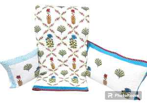 Main Bloc Imprimé 100% Coton Floral Couette Avec Taies D'oreiller Écologique Artisan Fait À La Main Jaipur Coton Couette Ensemble - Product Image 4