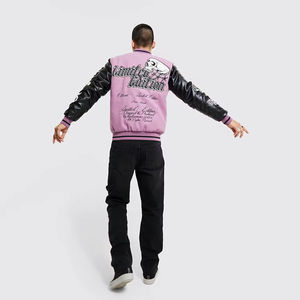 Logo Varsity Jacket Manches en cuir Broderie Noir Couple College Baseball Hommes Veste Letterman Varsity Jacket - Product Image 2