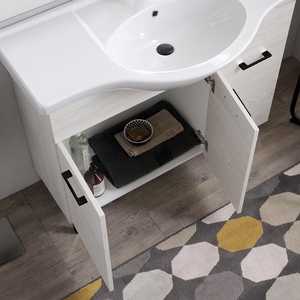 105cm <b>White</b> Oak Floor-<b>Standing</b> Bathroom Cabinet Includes Doors <b>Mirror</b> and Ravenna Lamp Elegant Bathroom Sets - Product Image 3