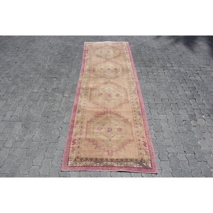 Tapis vintage 3,4 x 10,9 pieds, tapis turc, tapis marocain en laine marron - Product Image 1