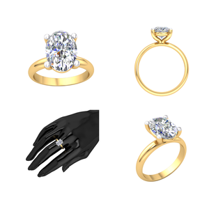 Anillo de diseño clásico de oro de 10 quilates para mujer con 2.28Cts VS Clarity Lab Grown Diamond EF Color Jewelry - Product Image 3