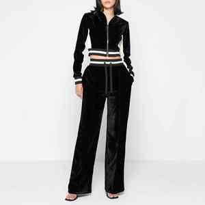 Chándal personalizado de invierno con capucha de terciopelo sólido para mujer, conjunto de 2 piezas de longitud completa con bordado superior para mujer - Product Image 3