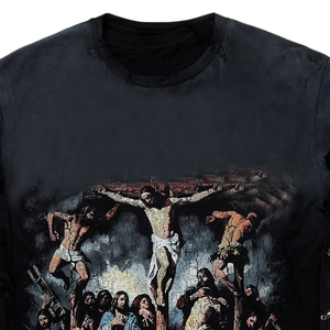 Bon fournisseur Créez votre propre nouveau design avec un prix raisonnable Tissu doux au toucher Noir Double couche T-shirt graphique à manches longues - Product Image 6