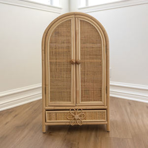 Baby clothes storage cabinet bedside rattan kids nightstand wicker closet toddler cupboard with mini <b>drawer</b> - Product Image 3