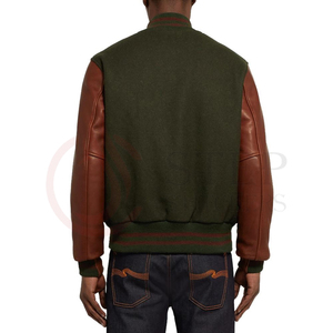 OEM Custom Leather Sleeve Chenille Embroidery College <b>Bomber</b> Flight Baseball Team Letterman <b>Jackets</b> For <b>Men's</b> <b>summer</b> - Product Image 4