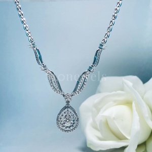 Idea DE REGALO PARA EL Día de San Valentín 2025, collar con colgante de diamante en forma de pera de Plata de Ley 925, diseño de lágrima hecho a mano, India para mujer - Product Image 2