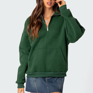 Customization Fashion High Quality Stand Half/<b>Quarter</b> <b>Zip</b> Long Sleeve Solid Winter Ladies Anti-Wrinkle Sweatshirt - Product Image 1