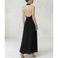 Robe de plage pour femmes de style français vintage sans manches, col halter, coupe évasée, pour les vacances