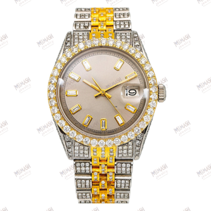 Montre élégante en diamant Moissanite avec réglage complet du pavé Montre-bracelet de luxe glacé pour hommes et femmes avec éclat intemporel - Product Image 3