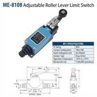 Interrupteur de fin de course ME-8108 à levier à rouleau réglable 1NO 1NC 5A 250V AC IP65 pour machines industrielles CNC