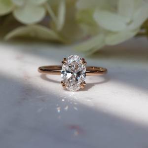 6x8mm Oval Cut Moissanite Solitaire <b>Ring</b> | Rose Gold Engagement Promise <b>Ring</b> | Fine Jewelry Custom Silver Gold OEM - Product Image 1