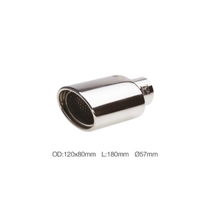 Tuyau d'échappement incliné ovale en acier inoxydable de 57 mm - Product Image 1