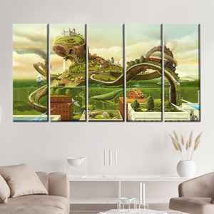 ภาพพิมพ์บนผ้าใบวิวทิวทัศน์แฟนตาซีการเดินทางด้วยรถไฟสุดมหัศจรรย์ 5P: ห่อหุ้มอย่างดี - Product Image 1