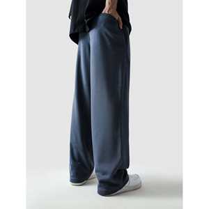 Pantalon cargo à taille élastique avec logo personnalisable, coupe droite, tendance, ajusté, délavé coloré, plissé décoratif, XL, bleu ardoise - Product Image 1