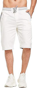 Pantalones cortos de playa de verano de corte clásico para hombre con cordón de cintura elástica patrón sólido Jogger de algodón para correr informal con bolsillos - Product Image 4