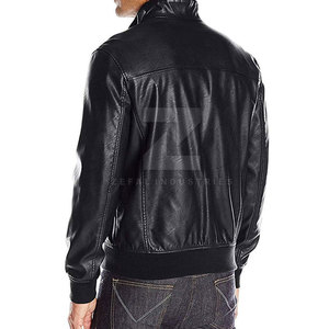 Top Selling Men's <b>Winter</b> <b>Leather</b> <b>Jacket</b> Stand Collar Front Logo Waterproof Breathable Lightweight Unique Design - Product Image 2