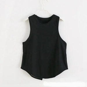 Vente en gros de top court basique pour femmes avec logo personnalisé débardeur américain en jersey de sport sans manches débardeur côtelé avec logo imprimé pour femmes - Product Image 5