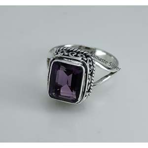 Bague en argent sterling 925 faite à la main, style bohème, pour femme, avec pierre de naissance d'octobre, améthyste violette, pour les anniversaires de février - Product Image 2