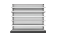 Système d'étagères métalliques autoportantes robustes à panneaux arrière modulaires, revêtement poudré, pour 7 magasins de détail