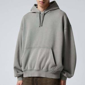Pull à capuche gris chiné pour hommes polaire personnalisé Streetwear hiver sweats décontractés plaine surdimensionné hommes sweats à capuche - Product Image 1