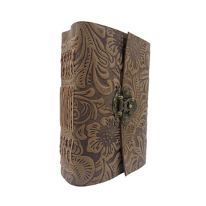 Antique C-Lock Sketchbook Journal Handmade <b>Floral</b> Embossed Brown Leather Travel Diary Promotional <b>Notebook</b> - Product Image 2
