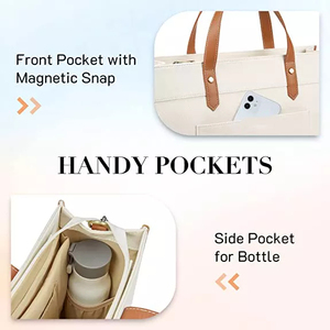 Sac fourre-tout en cuir de qualité supérieure pour femmes sac fourre-tout en toile imperméable pour ordinateur portable avec poignée en cuir souple en gros - Product Image 6