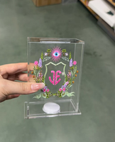 Boîte à Tzedakah Personnalisée en Acrylique, Boîte de Charité Florale Personnalisée, Support de Donations Judaïques avec Logo Personnalisé pour Bar Mitzvah