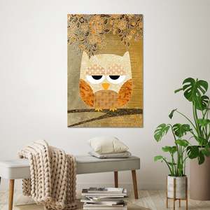 Affiche numérique antique « Sweet Owl » – Impression aquarelle sur support bois ou papier, thème animalier - Product Image 2