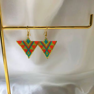 Pendientes Modernos de Cuentas de Vidrio con Diseño Turquesa y Flecos en Cascada, Joyería Única, Regalo de MS Handicraft - Product Image 1