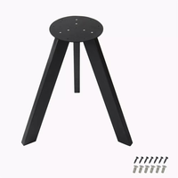 Base de table trépied moderne en métal noir robuste avec 3 pieds inclinés et plaque de montage pour table basse, table d'appoint, cuisine extérieure, bricolage