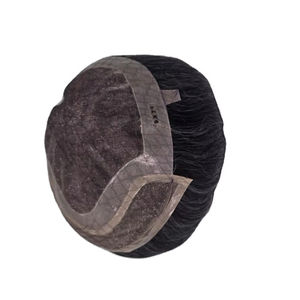 Peluca de Cabello Humano con Encaje Frontal Mono, Cabello Chino Virgen Remy, Parches de Cabello, Lacio Rizado, Ondulado Profundo, 1b+gris - Product Image 6