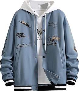 เสื้อแจ็คเก็ตเบสบอลแบบกำหนดเอง พิมพ์ลายดิจิทัล ออกแบบฟรี โรงงานขายส่ง เสื้อแจ็คเก็ตเบสบอลสีน้ำเงินเรียบ เสื้อแจ็คเก็ตเบสบอลแบบวาร์ซิตี้ - Product Image 4