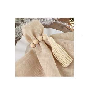 Rond de serviette en bois porte-serviettes perlé de luxe fête mariage noël vaisselle de table et utilisation au meilleur prix - Product Image 6